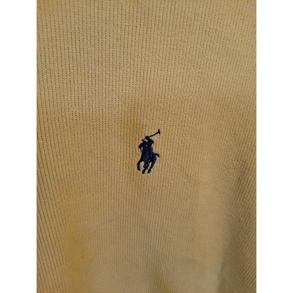 Polo‎ by Ralph Lauren 1/4 Zip Yellow 100% Cotton Sweater Size Large - Picture 3 of 6
